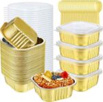 Gold Foil Square Containers - No Lids Pack of 25 - Perfect for Desserts