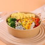 Kraft Salad bowls with transparent lids - 500mls pack of 5