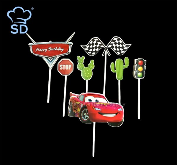 Cars themed cardstock cake topper